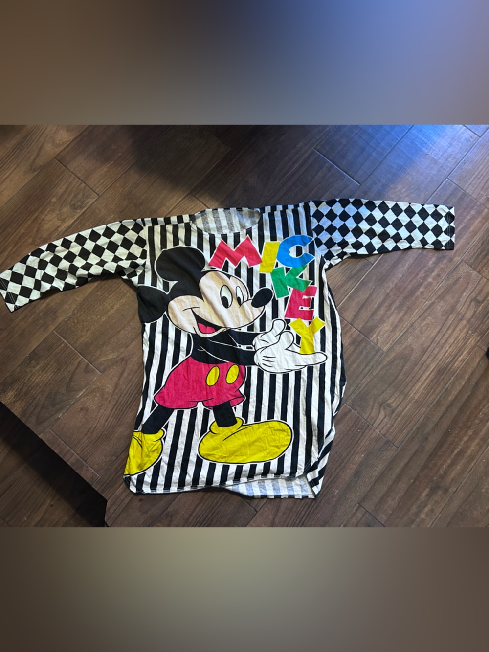Vintage Disney Mickey Mouse Striped Tunic with Colorful Graphic